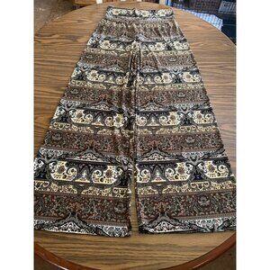 Superline black brown cream wide leg palazzo pants size Large